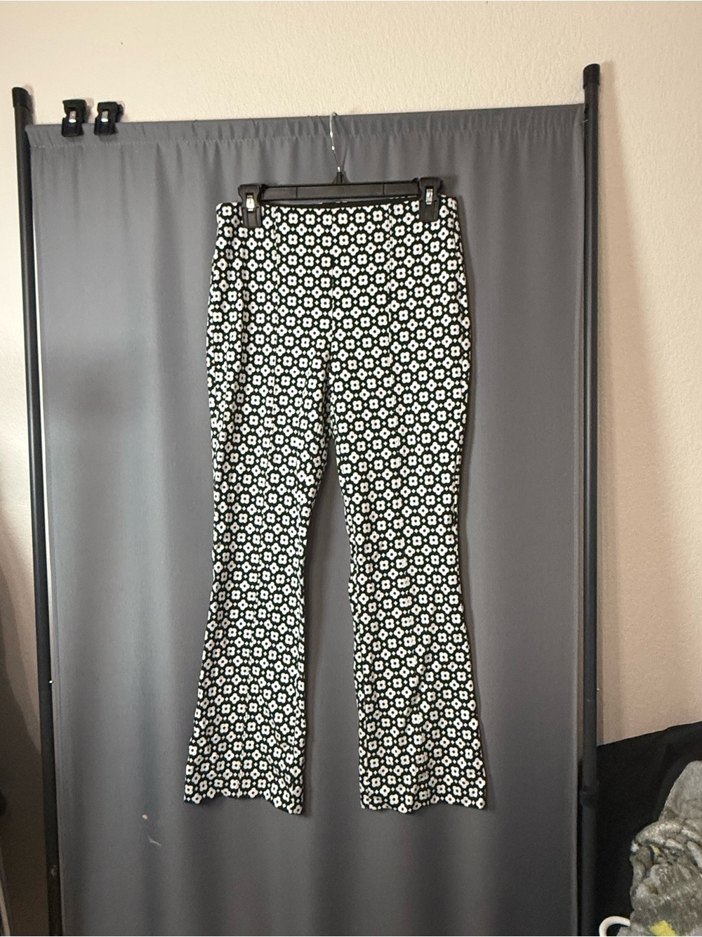 Maeve Black and White Floral Boot-Cut Pants